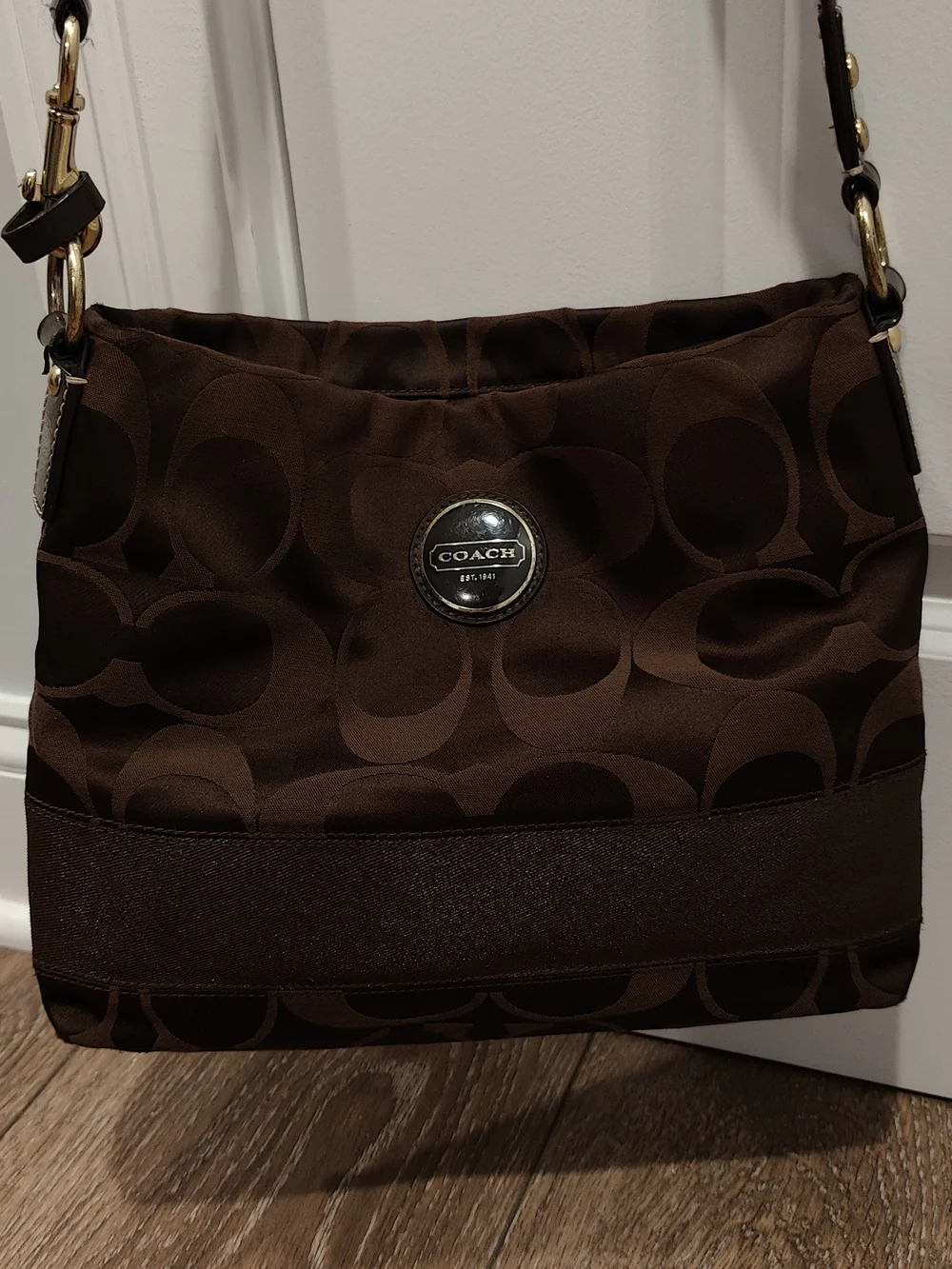 Coach Brown Signature F18038 Crossbody Bag
